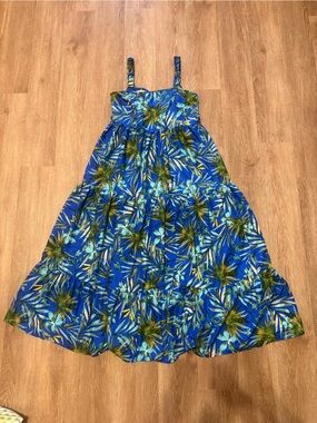 BOG Collective Blue Tropical Print Maxi Dress